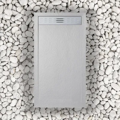 Obrázok produktu pre Sprchová vanička 90X135 cm S bočnou lištou Vulcano Line Slim Pearl grey Ral 7035 Zo syntetickej živice A mramorového prášku S voľným odtokom - FRASCIO