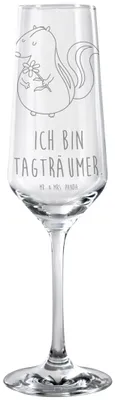 Produktbild von Mr. & Mrs. Panda Sektflöte Stinktier Blume - Transparent - Geschenk, Glas, Träume, Raubtier, Dreams, Trinkglas, Champagnerglas, Sektglas mit Gravur, Sektkelch, Skunk