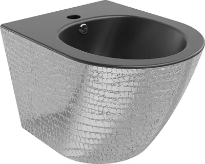 Image de Bidet suspendu Mexen Lena, noir mat/argenté motif peau de poisson - 35224872