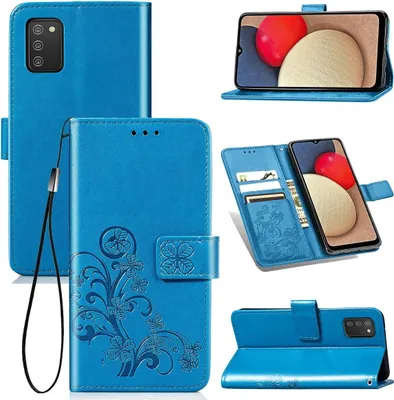 Produktbild von König Design Hülle kompatibel mit Samsung Galaxy A02s Kunstleder Handyhülle - Handy Case Blau
