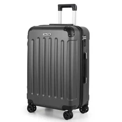 Produktbild von Hartschalen-Trolley Hartschalen-Koffer Trolley Rollkoffer Reisekoffer Handgepäck 4 Rollen, Trolley Rollkoffer Reisekoffer, Zahlenschloss (Dunkelgrau)