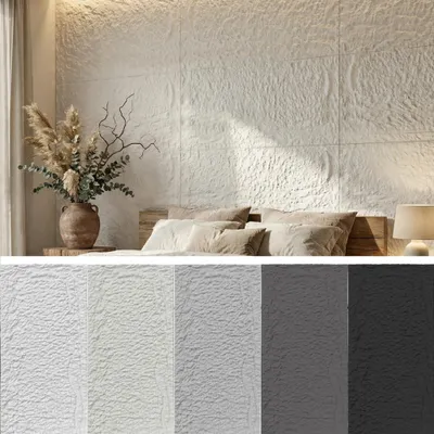 Produktbild von XMTECH 3X Wandpaneele Steinoptik 5 cm Polyurethan3D Wandverkleidung 120x60 cm Naturstein Wandpaneel Dekor für Innenräume Wohnzimmer Bad Küche, Cremeweiß