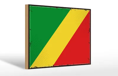 Produktbild von Holzschild Flagge Kongo 30x20cm Retro Flag of the Congo