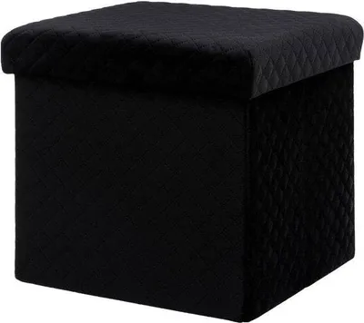 Produktbild von Famanu Sitzwürfel mit Stauraum - Schwarz Leinen Gepolstert - 31 x 31 cm