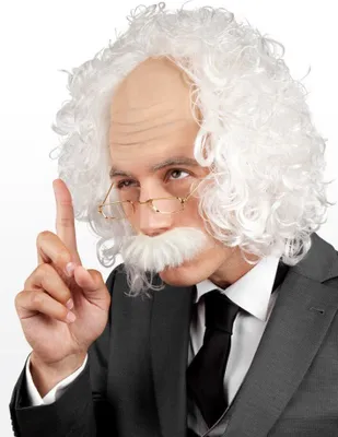 Produktbild von Boland Perücke Professor weiß mit Schnurrbart und Brille - Kostümzubehör Erwachsene