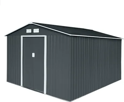 Produktbild von HATTORO S300 XXXL Metall Gerätehaus Geräteschuppen Gartenhaus Schuppen 277x319x192cm Anthrazit Grau