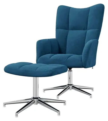 Produktbild von Relaxsessel mit Hocker in Blau aus Samt