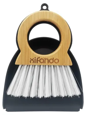 Mini Besen und Kehrschaufel Set – Bambusgriff, Tischbesen, 15x13 cm