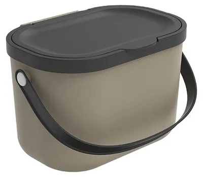 Produktbild von Rotho Biomülleimer 3,2 L Albula - Mülleimer 22,2 x 17,2 x 14,7 cm - Abfalleimer mit Deckel - Müllbehälter mit Griffen - Küchenabfalleimer
