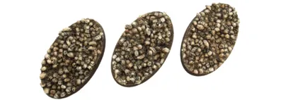 Produktbild von 2x Ovale Tabletop Bases 75mm aus Resin, unbemalt, mit Totenköpfen für Miniaturen