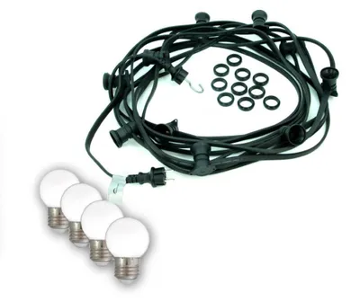 ILLU-Lichterkette BLACKY - 30m - 30xE27 - IP44 - kleine bruchfeste Tropfenlampen hellweiss - SATISFIRE