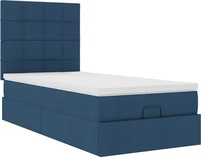 Produktbild von Ottoman-Bett mit Matratze Blau 90x200 cm Stoff
