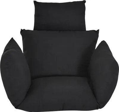 A black cushion set for a hanging chair, presented on a white background.