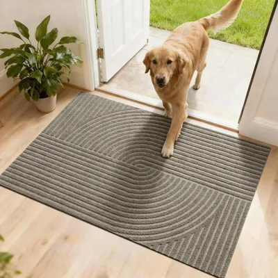 Immagine prodotto di Tappetino antiscivolo per interni ed esterni, 60x90 cm, beige, ideale per l'ingresso, lavabile
