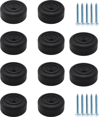 Produktbild von Möbelfüße schwarz 10 Stück Möbelbeine Rund Ø 33 x H 13 mm Schrankfüsse Kunststoff Füße für Möbel Sofa Füße mit 8 Schrauben für Schrank, Sofa, Stuhl
