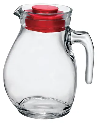 Glaskaraffe mit rotem Deckel, 1,5 l, spülmaschinengeeignet