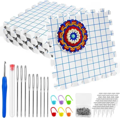 Set von 4 Spannmatten zum Stricken mit Raster - Ideal für Handarbeit und Häkeln