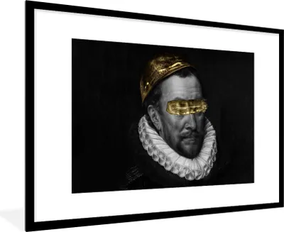 Produktbild von MuchoWow® Gerahmtes Poster Wilhelm von Oranien - Adriaen Thomasz - Gold 90x60 cm - Poster mit Schwarzem Bilderrahmen Wandposter Rahmen Foto Bilder - Wanddekoration - Fotos