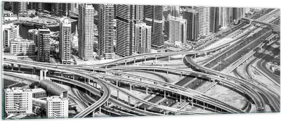 Produktbild von Bilder auf glas - Einteilig - Stadt Wolkenkratzer Autobahn - 140x50cm - Glasbilder - Wandbilder - Bilder - Wanddekoration aus Glas - Glas Bilder - Wandbild auf Glas - GAB140x50-5065