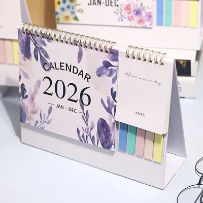 Produktbild von Kleine Kalender 2026 mit Schreibblock und Notizen - Paars