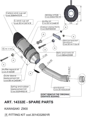 Produktbild von Endschalldämpfer LeoVince Auspuff-Ersatzteil 10074 / 10393, Ø 50mm 180mm, rechts