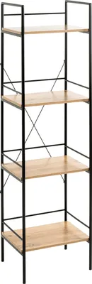 Produktbild von HAKU Regal Badregal Eiche hell, schwarz  - MDF, Metall, B/H/T: 34x130x27 cm