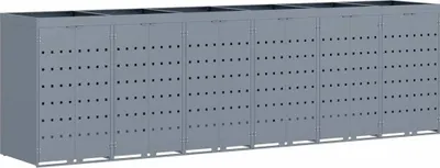 Obrázok produktu pre vidaXL Odpadkový kôš na vozíku pre 6 košov Svetlo šedá 408 x 77,5 x 121,5 cm
