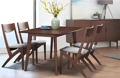 Produktbild von Ess Tisch + 4 Stühle Konferenz Tische Büro Holz Zimmer Design Stuhl Set 150x85cm