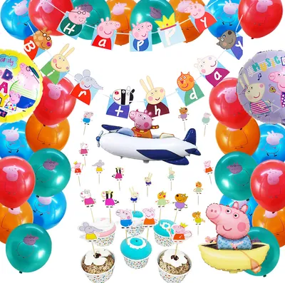 Produktbild von Peppa Wutz Partyset - Ballons Wimpelkette - Banner - Geburtstagsset - Georges Geburtstag - Kinderfest - Themenpaket - Folienballons - Pig