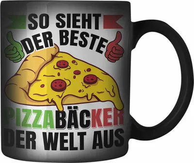 Produktbild von Trendation - Pizzabäcker Geschenk Farbwechsel Zauber-Tasse Lustiger Spruch Geschenkidee Pizza-Bäcker (Schwarz)