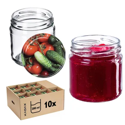 Obrázok produktu pre KADAX malé poháriky 200 ml, poháriky na džem, fi66 mm, mini poháriky na med a korenie, vzduchotesné poháriky, poháriky, poháriky na zaváranie, okrúhle poháriky (10 ks, Vege)
