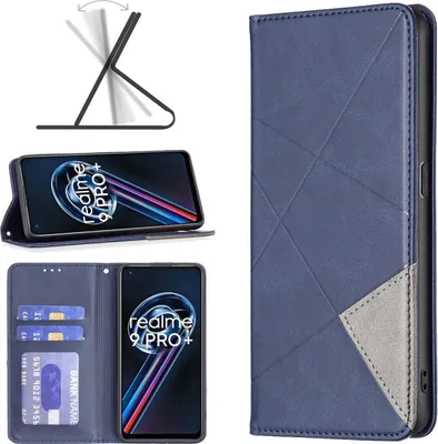 Produktbild von Mobigear Rhombus Slim  Realme 9 Pro Plus Hülle Klapphülle - Blau