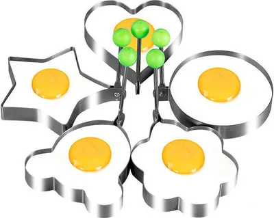 Produktbild von 5 pcs Edelstahl Spiegelei Schimmel,Antihaft-Ei Ringe,Spiegeleiformen,Kreative OmelettForm,Blumenform,Herzform, Sternform, Mickey-Form,Runde Form, ,Für Omelettepfannkuchen