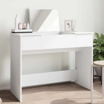Produktbild von "2026 MODERNE"Schminktisch - modernes Design - Kosmetiktisch/Frisiertisch mit Spiegel Weiß 100x45x76cm NEU793024 - Schminktische