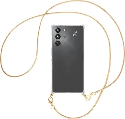 Produktbild von Handykette Backcover-Schutzhülle mit Band (Metall goldfarben) für ZTE Nubia Red Magic 10 Pro - goldfarbene Snake-Kette