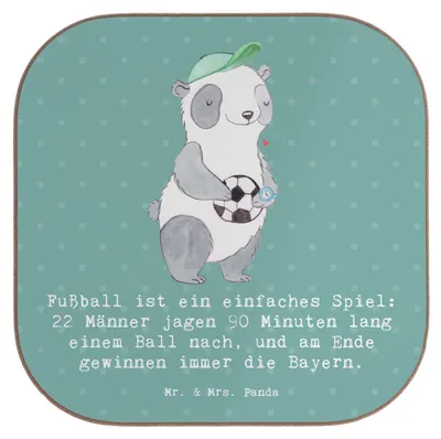 Produktbild von Mr. & Mrs. Panda Untersetzer für Gläser Fußball Bayern - Meeresbrise - Geschenk, Gemeinschaftsgefühl, Teamsport, Sportler, Geschenke, Spannung, Coaster, Ballspiel, Tasse