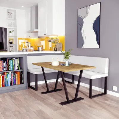 Produktbild von Eckbank AKIKO METAL mit Tisch 168x128 links - Eckbankgruppe für Ihrem Esszimmer, Küche modern, Sitzecke, Essecke. Perfekt für Küche, Büro und Rezeption