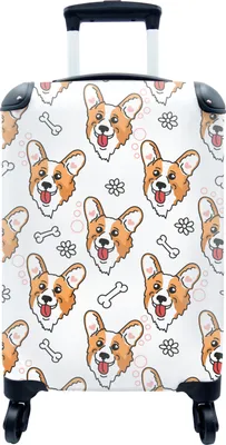 Produktbild von MuchoWow® MuchoWow® Koffer Handgepäck Trolley Rollkoffer Kleine Reisekoffer mit 4 Rollen - Muster - Hund - Corgi - Jungen - Mädchen - Kinder - Kinder - Cabin Size < 55x40x23 cm & 55x40x20 cm - Fotokof
