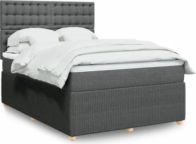 Produktbild von Möbel Boxspringbett mit Matratze Dunkelgrau 140x200 cm Stoff - Klassische Bettrahmen 3292094