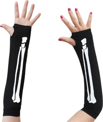 Produktbild von Oblique Unique Skelett Handschuhe Armlinge fingerlos Halloween Kostüm Karneval