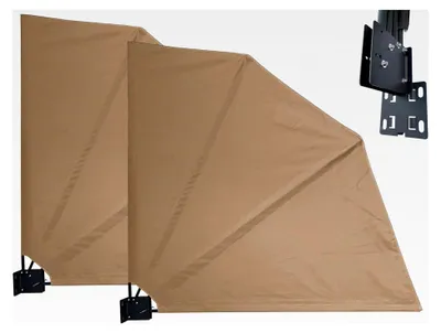 Produktbild von 2er Set Balkonfächer 140 x 140 cm Beige, Easy Mount Wandplatte, Sichtschutz Fächer blickdicht, Windschutz Trennwand wetterfest