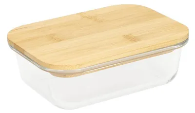 Produktbild von Glasbox Balance – Hochwertige Brotdose aus Glas mit Bambusdeckel und Silikonring, ideale Lunchbox für unterwegs - langlebige Brotzeitbox - Transparent