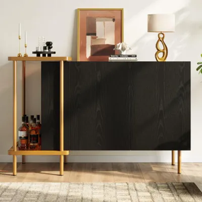 Produktbild von Moderner Sideboard-Schrank mit 2 Türen und 2 offenen Fächern,Kommode Wohnzimmerunterschrank ,120 x 40 x 77.5 cm (LxBxH)