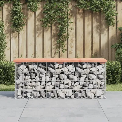 Produktbild von [Home] Gartenbank aus Gabionen 103x31,5x42 cm Massivholz Douglasie , Neue Mode 2024 im häuslichen Leben