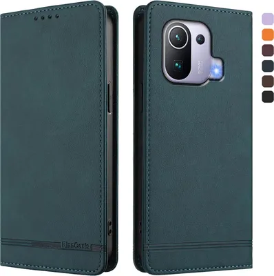 Immagine prodotto di Custodia per Xiaomi Mi 11 Pro, custodia retro in Finto cuoio flip con supporto e slot per carte Verde