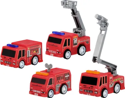 Produktbild von 4 Feuerwehrfahrzeuge mit Rückzugfunktion
