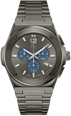 Produktbild von GUESS Collection Z33003G5MF GC Idol Chrono Metal grau blau Edelstahl Herren Uhr
