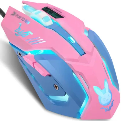 Immagine prodotto di Mouse da gaming, mouse USB cablata per computer, silenziosa, con 7 colori di illuminazione RGB, ottica, ergonomica, di dimensioni standard, con 3200 DPI e 6 tasti