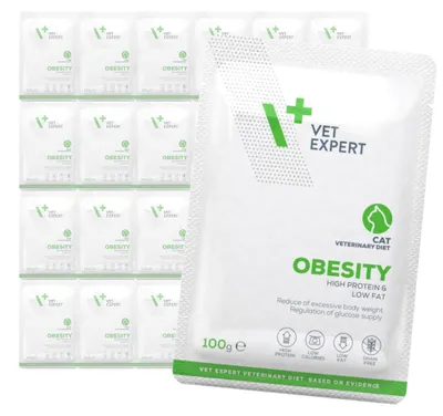 Zdjęcie produktu dla Vet Expert Veterinary Diet Obesity Cat 24x100g Mokra Weterynaryjna Karma Dla Kotów Redukująca Nadmierną Masę Ciała