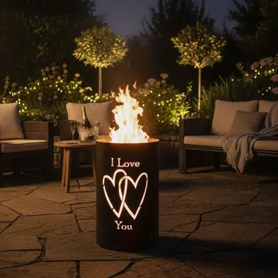 Produktbild von Feuertonne, Feuerkorb, Feuerschale, Lagerfeuertonne mit Motiv Herzen - I love you